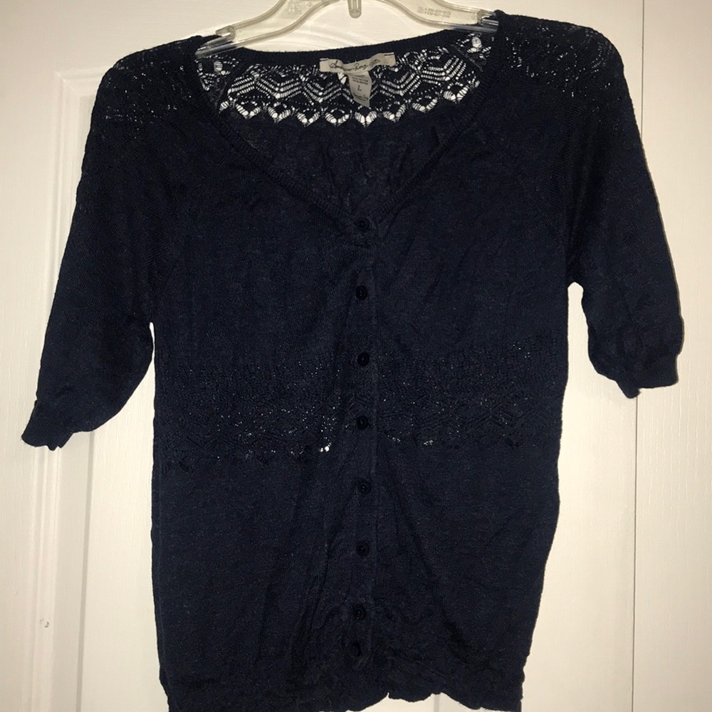 Navy blouse with buttons:)